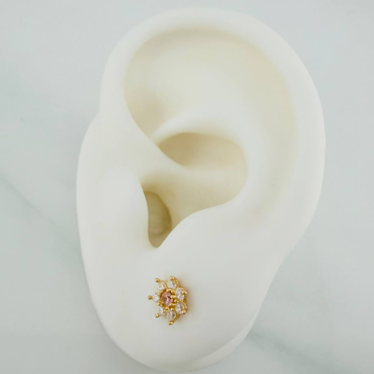 Topos Flor 0.95gr / 4mm Oro Amarillo 18K &