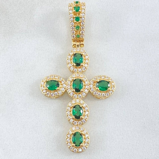 Dije Cruz Ovalo Tupido 5.6gr / 1 3/4 in / Oro Amarillo 18K *