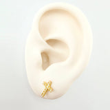 Thick Cross Stud Earrings 0.75gr / 7.7mm Yellow Gold 18K ©