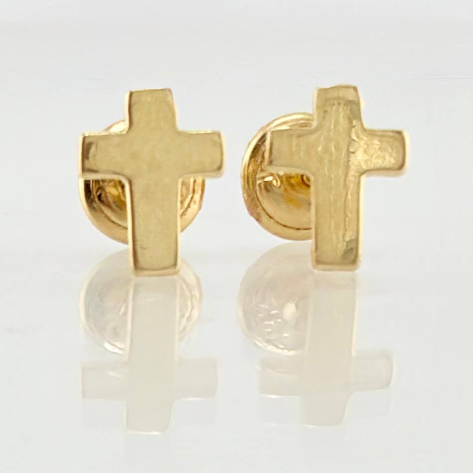 Cross Stud Earrings 0.7gr / 7.6mm 18K Yellow Gold ©