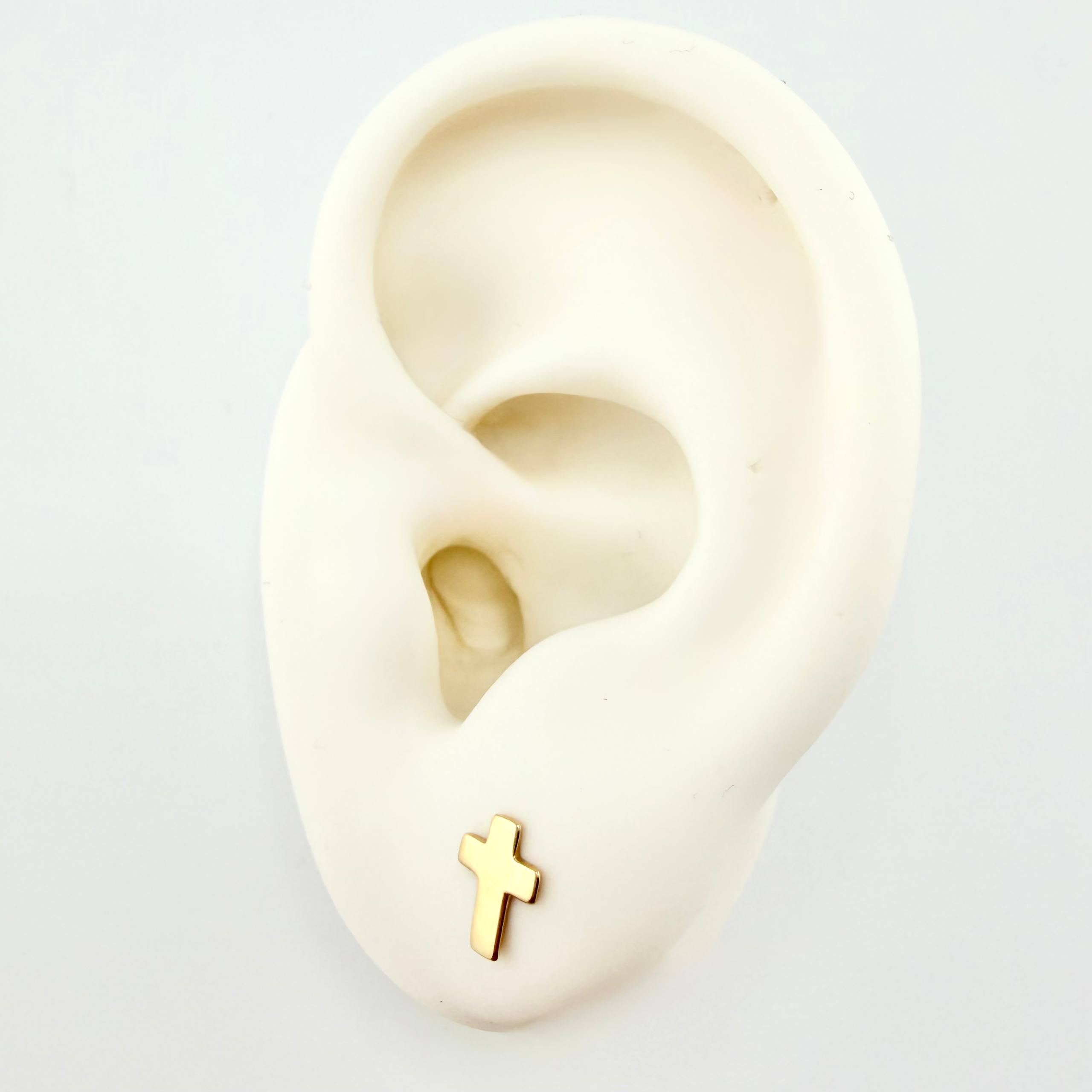 Cross Stud Earrings 0.7gr / 7.6mm 18K Yellow Gold ©