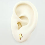 Cross Stud Earrings 0.7gr / 7.7mm Yellow Gold 18K