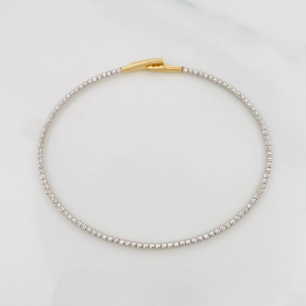 Diamond Cut Hoop Bracelet 2.55 g / 6 3/4 in / 1.65 mm 18K White Gold