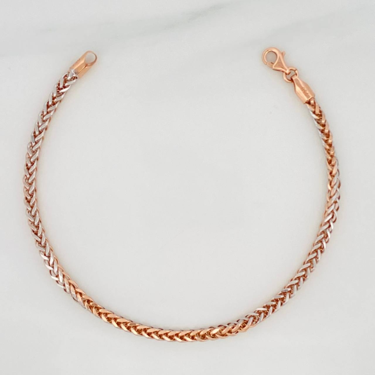 Franco Bracelet 4.4 g / 7 1/2 in / 2.87 mm Two-Tone White Rose 18K