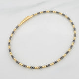 Diamond Cut Hoop Bracelet 2.85 g / 6 3/4 in / 1.65 mm Two-Tone Black Yellow 18K Gold