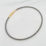 Diamond Cut Bracelet 2.75 g / 6 3/4 in / 1.7 mm Two-Tone Black Yellow Gold 18K