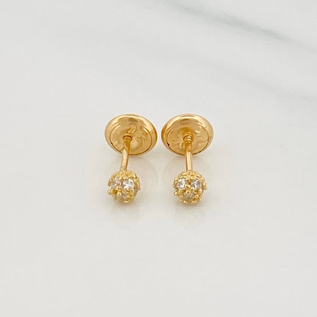 Stud Earrings Bead Golden 0.8 g / in / 3.4 mm Yellow Gold 18K