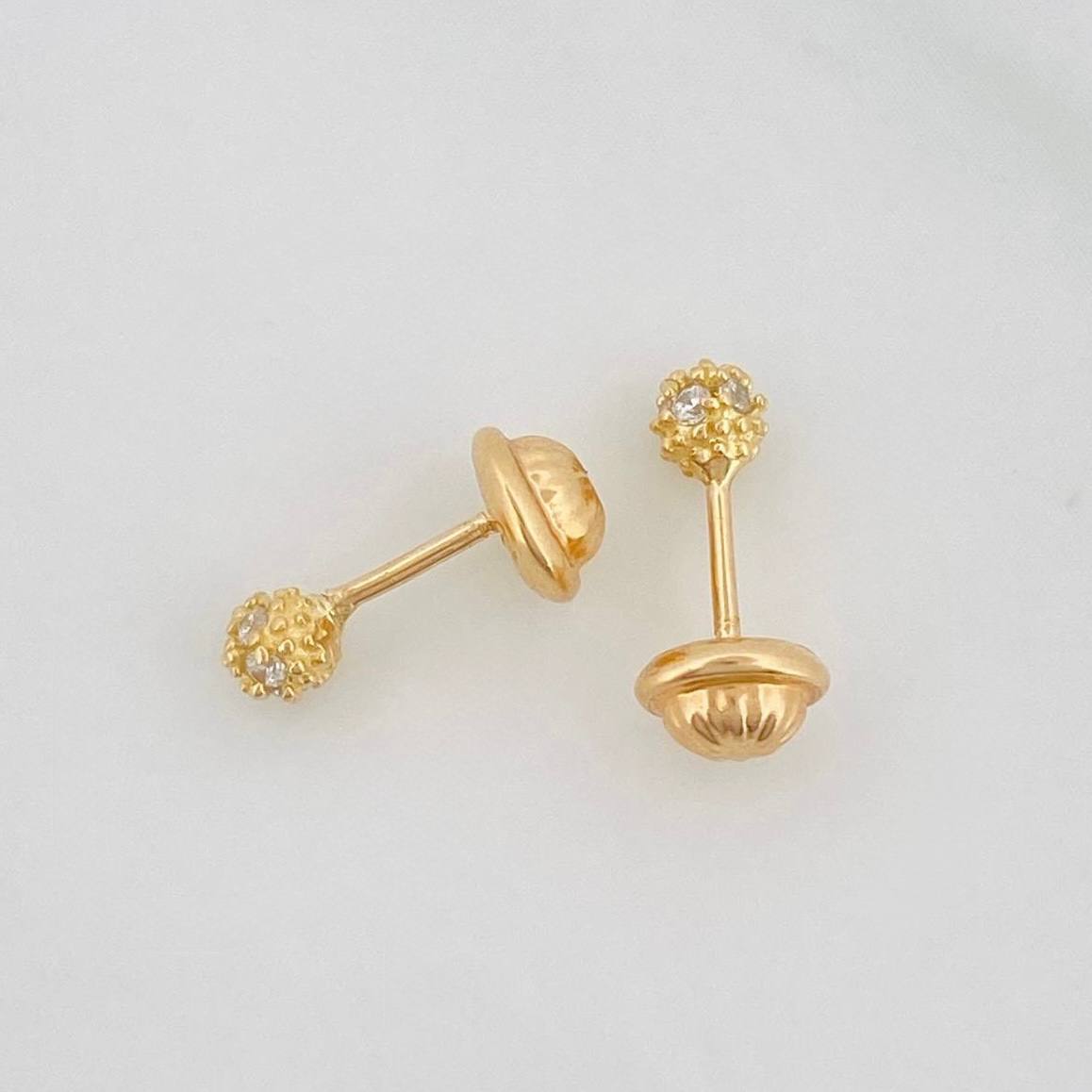 Stud Earrings Bead Golden 0.8 g / in / 3.4 mm Yellow Gold 18K