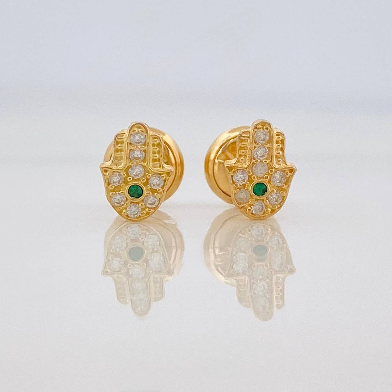 Stud Earrings Hamsa Hand 0.8 g / in / 6.6 mm Yellow Gold 18K