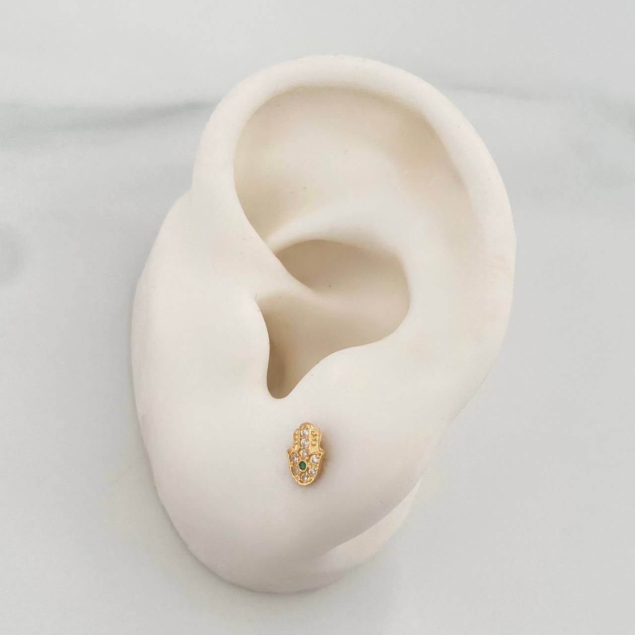 Stud Earrings Hamsa Hand 0.8 g / in / 6.6 mm Yellow Gold 18K