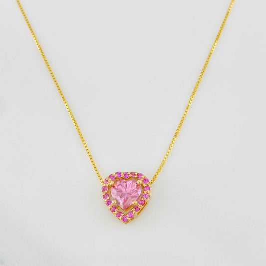 Cadena Veneciana Corazon Moisanita 1.18 qts 2.9g / 18 in / 0.7mm Oro Amarillo 18K