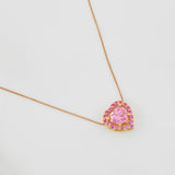 Cadena Veneciana Corazon Moisanita 1.18 qts 2.2g / 18 in / 0.7mm Dos Oros Amarillo Rosa 18K