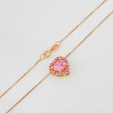 Cadena Veneciana Corazon Moisanita 1.18 qts 2.2g / 18 in / 0.7mm Dos Oros Amarillo Rosa 18K