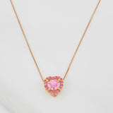 Cadena Veneciana Corazon Moisanita 1.18 qts 2.2g / 18 in / 0.7mm Dos Oros Amarillo Rosa 18K