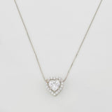 Cadena Veneciana Corazon Moisanita 1.18 qts 2.25g / 18 in / 0.7mm Oro Blanco 18K