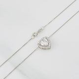 Cadena Veneciana Corazon Moisanita 1.18 qts 2.25g / 18 in / 0.7mm Oro Blanco 18K