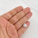 Cadena Veneciana Corazon Moisanita 1.18 qts 2.25g / 18 in / 0.7mm Oro Blanco 18K