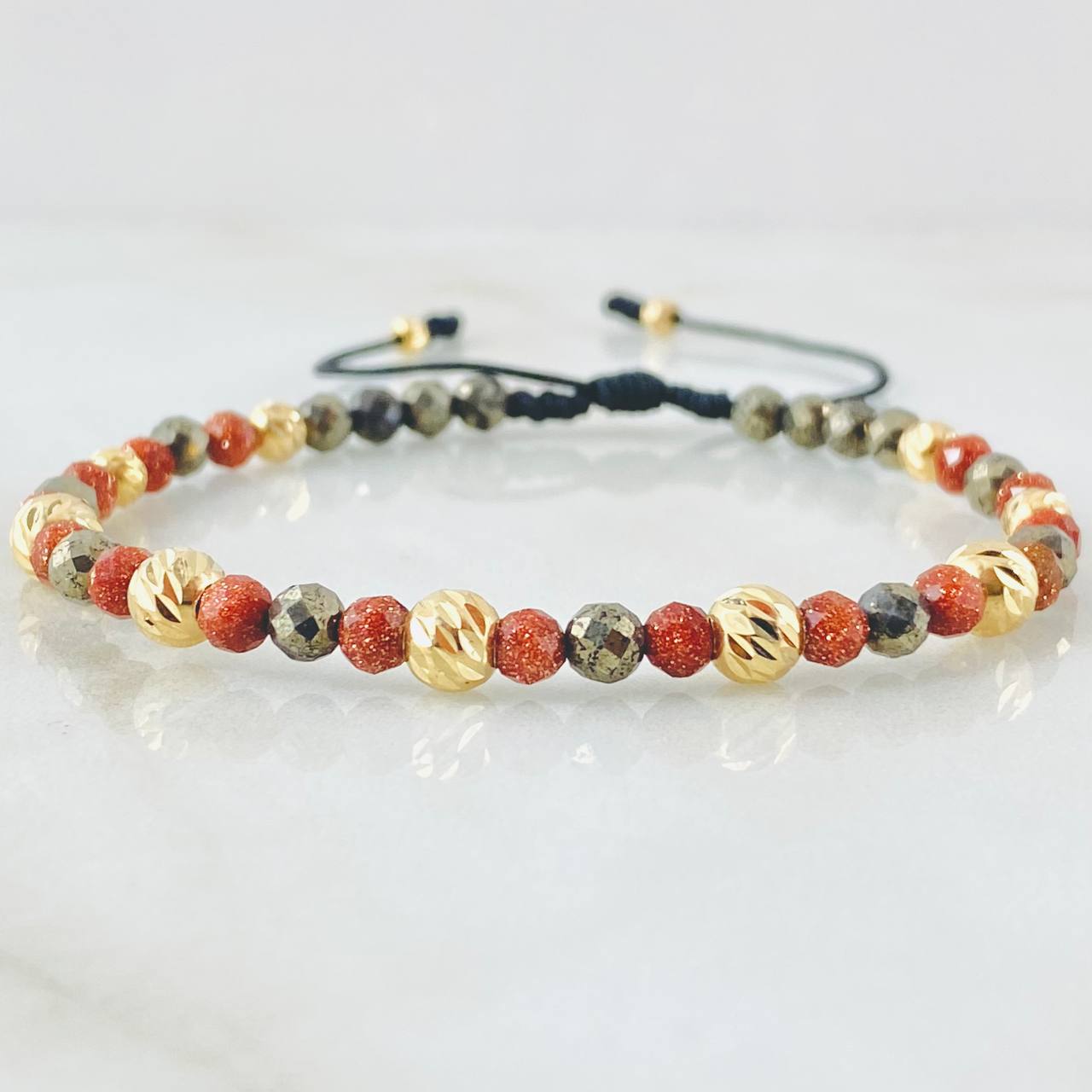 Black Triad Rainy Bracelet 5mm-4mm-3mm 11 pcs 18K Gold