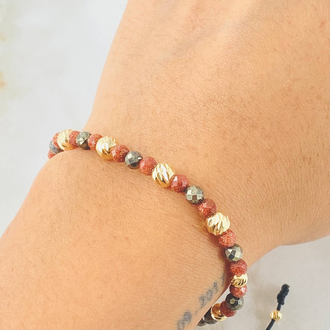 Black Triad Rainy Bracelet 5mm-4mm-3mm 11 pcs 18K Gold