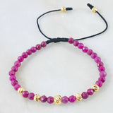 Black Bracelet Rubies Vermilion 5mm-4mm 7 pcs 18K Gold