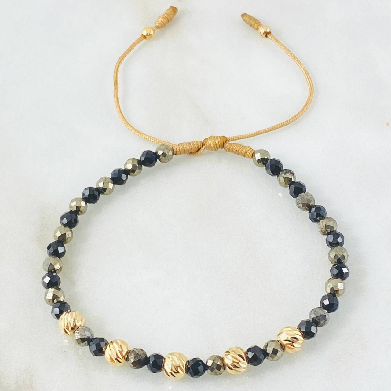 Beige Bracelet Sparkling Rows 1gr / 7.9in / 18K Gold +0$