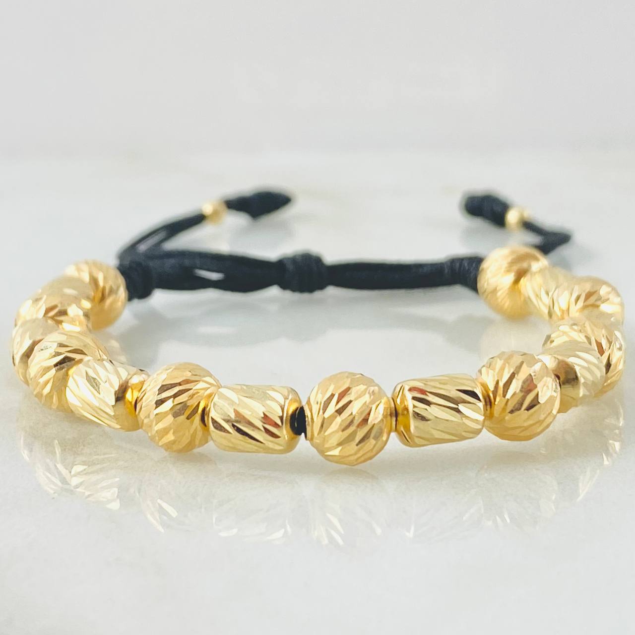 Black Bracelet Striped Cylinders 4.1gr / 1.6in / 18K Gold +0$