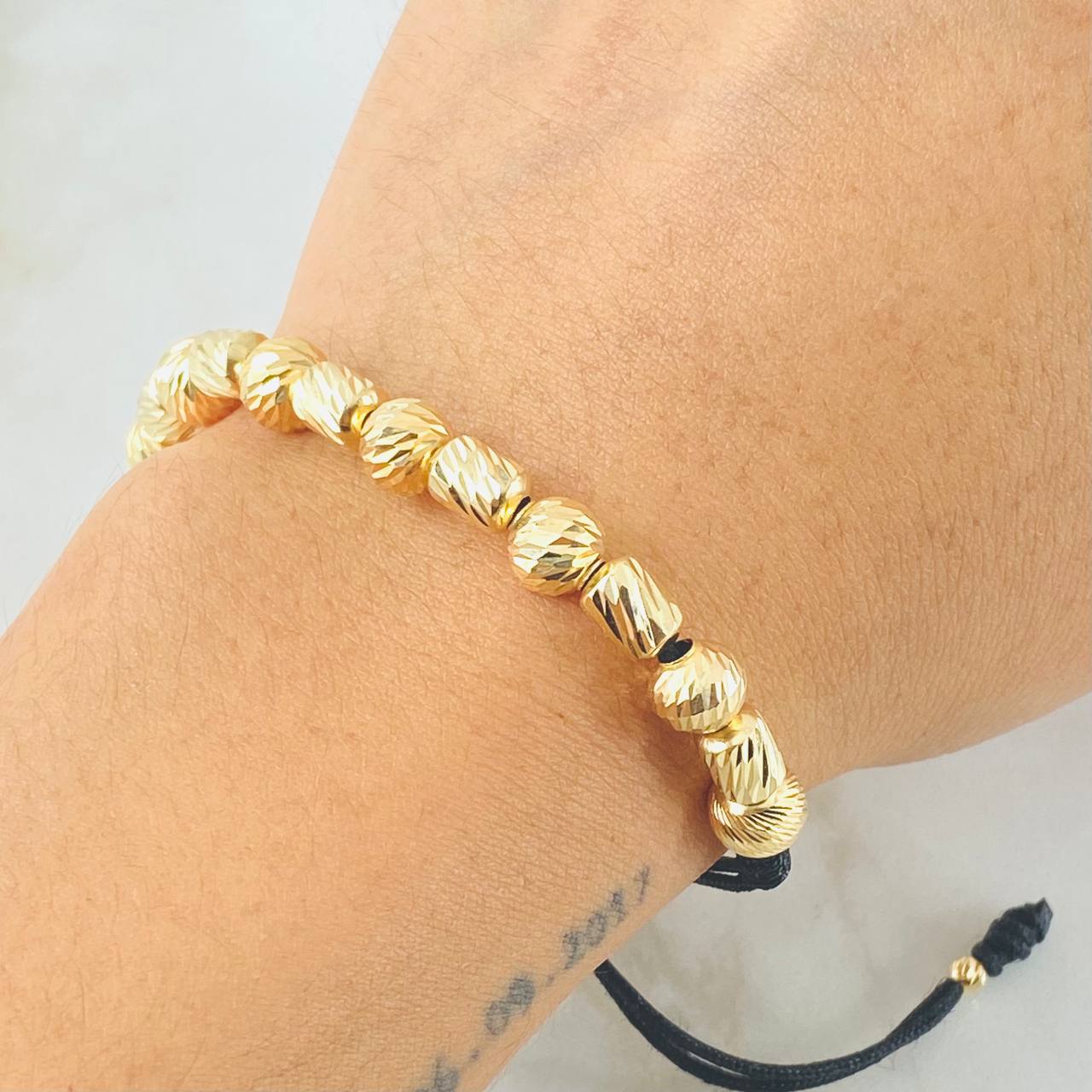 Black Bracelet Striped Cylinders 4.1gr / 1.6in / 18K Gold +0$