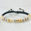Black Bracelet Lunar Cylinders Space 3.15gr / Three 18K Golds *