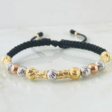 Black Bracelet Lunar Cylinders Space 3.15gr / Three 18K Golds *