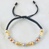 Black Bracelet Lunar Cylinders Space 3.15gr / Three 18K Golds *