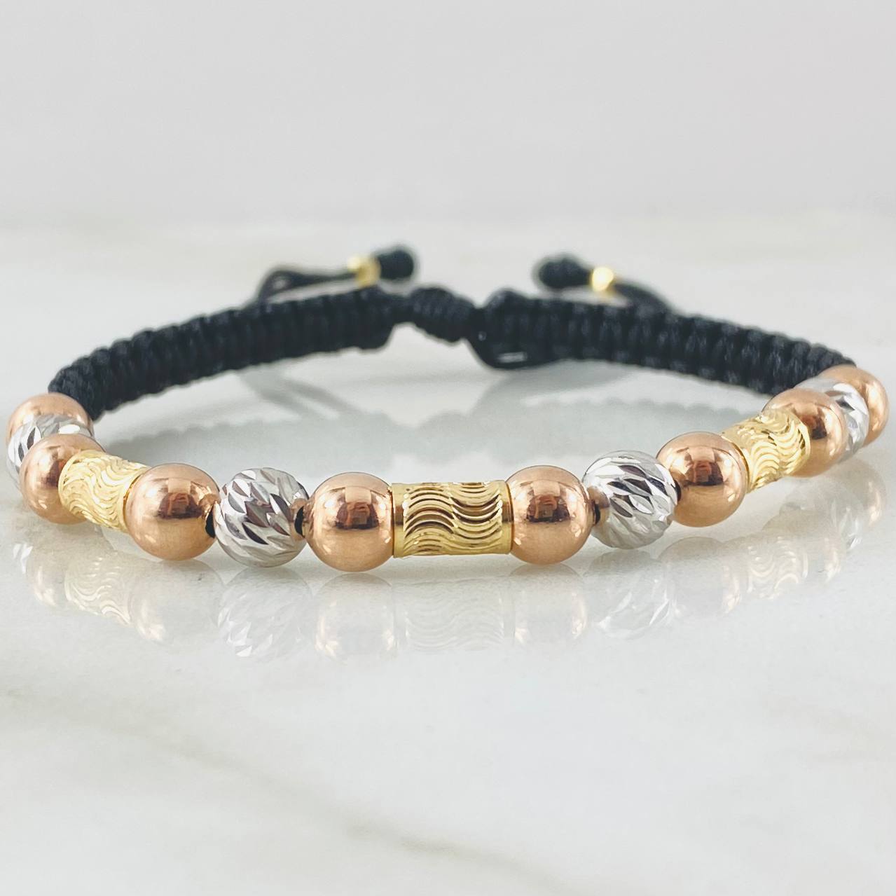 Black Bracelet Lunar Cylinders Figerianos 2.85gr / Three 18K Golds *
