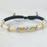 Black Bracelet Segmented Lunar Cylinders 2.9gr / 1.1in / Two Tone 18K Gold