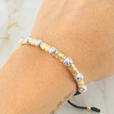 Black Bracelet Segmented Lunar Cylinders 2.9gr / 1.1in / Two Tone 18K Gold