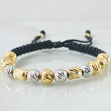 Black Bracelet Double Striped Cylinders 2.95gr / 1.2in / 18K Yellow White Gold