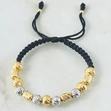 Black Bracelet Double Striped Cylinders 2.95gr / 1.2in / 18K Yellow White Gold