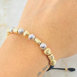 Black Bracelet Double Striped Cylinders 2.95gr / 1.2in / 18K Yellow White Gold