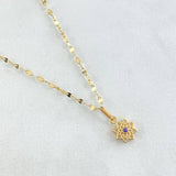 Flower Mirror Chain Set 0.95gr / 19.7in + Pendant 0.55gr / 1.5gr / Purple Zircon 18K Gold (Offer) ©