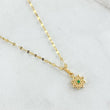 Set Cadena Flor Espejo 0.95gr / 50cm + Dije Flor Mandala 0.5gr / 1.45gr / Circon Verde Oro 18K (Oferta) -