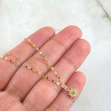 Set Chain Flower Mirror 0.95gr / 19.7in + Pendant Mandala Flower 0.5gr / 1.45gr / Green Zircon 18K Gold (Offer)