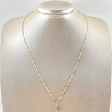 Flower Mirror Chain Set 0.95gr / 19.7in + Pendant Dense Cross 0.4gr / 1.35gr / Green Zircons 18K Gold (Offer)