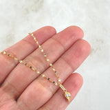Set Cadena Flor Espejo 0.9gr / 45cm + Dije Gota 0.55gr / 1.45gr / Circon Blanco  Oro 18K (Oferta)