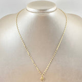 Set Cadena Flor Espejo 0.9gr / 45cm + Dije Oreja Ratón 0.5gr / 1.4gr / Circones Lila  Oro 18K (Oferta)