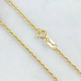 Set Cadena Lazo 1gr / 50cm + Dije Crúz Tupida 0.4gr / 1.4gr / Circones Verdes Oro 18K (Oferta) -