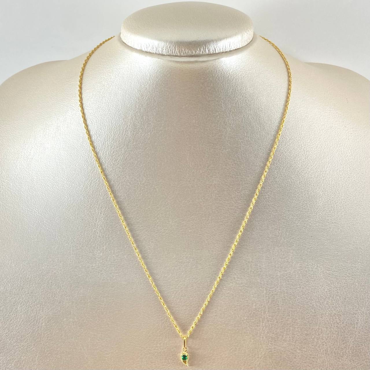 Set Rope Chain 0.9gr / 17.7in + Pendant 0.55gr / 1.45gr / Green Zircon 18K Gold (Offer) -