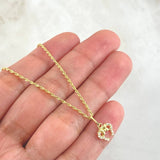 Set Cadena Lazo 0.95gr / 45cm + Dije Oreja Ratón 0.55gr / 1.5gr / Circones Blancos  Oro 18K (Oferta) ©