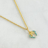 Set Rope Chain 0.9gr / 17.7in + Pendant 0.55gr / 1.45gr / Blue Zircons 18K Gold (Offer) -