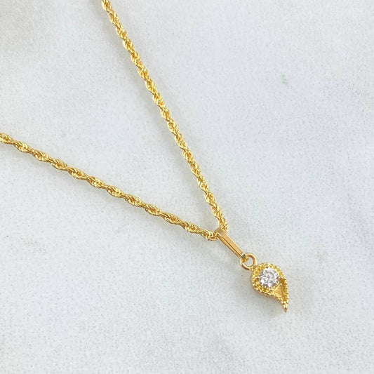 Set Rope Chain 0.95gr / 17.7in + Pendant 0.55gr / 1.5gr / White Zircon 18K Gold (Offer) -