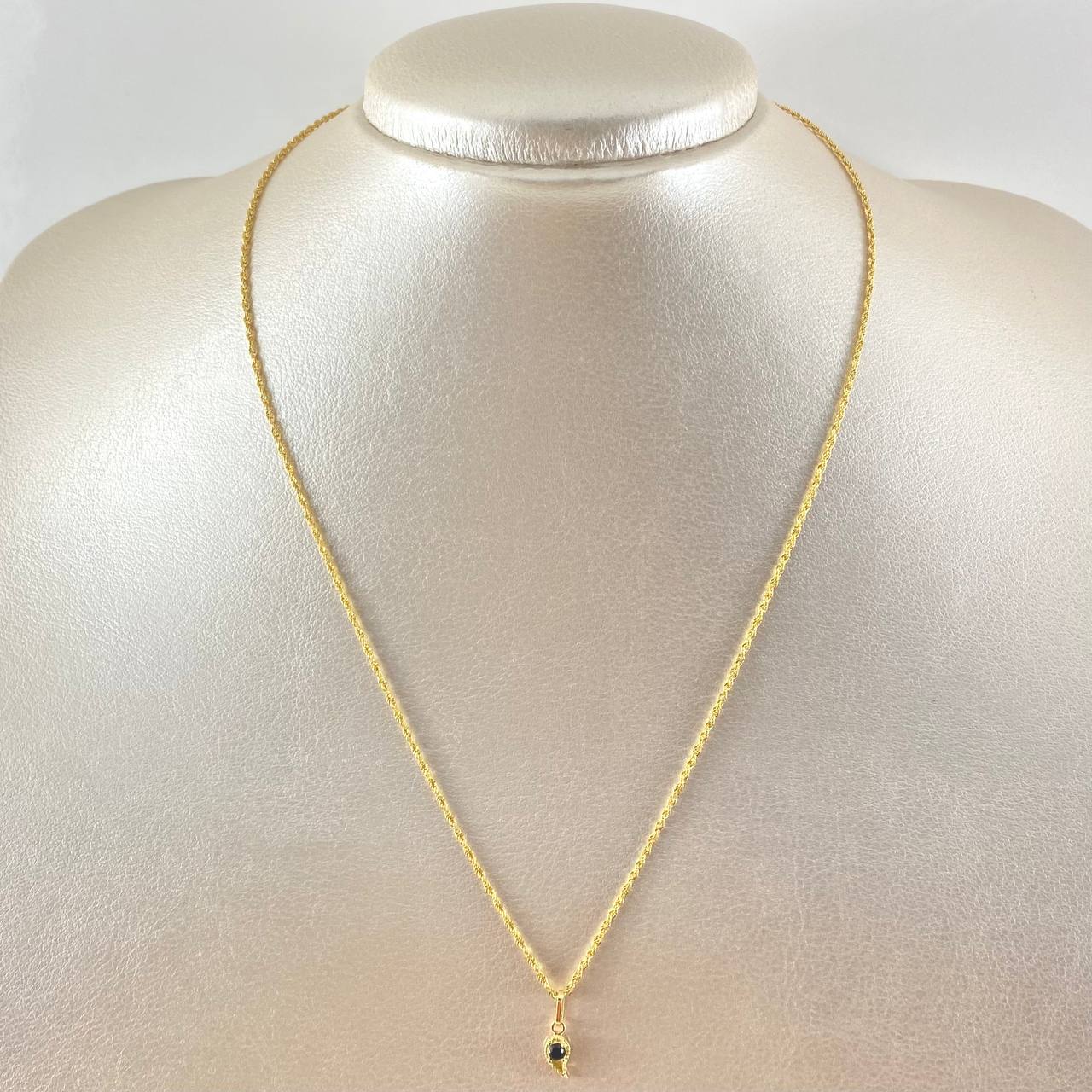 Set Cadena Lazo 0.95gr / 45cm + Dije Gota 0.55gr / 1.5gr / Circon Negro Oro 18K (Oferta) ©