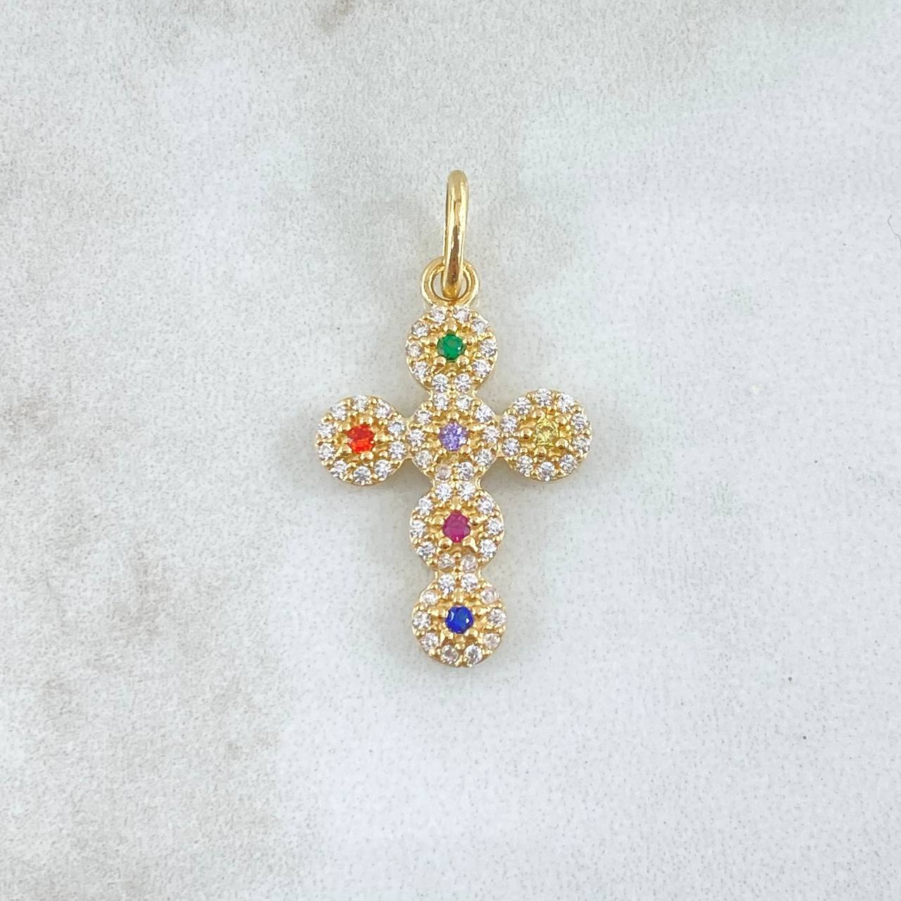 Dije Crúz Tupida 2.1gr / 2.8cm / Circones Colores Oro Amarillo 18K ©