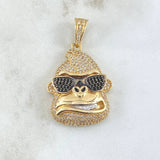 Pendant Gorilla Face 10.4gr / 4cm / Black and White Zircons Two 18K Yellow and White Golds ©